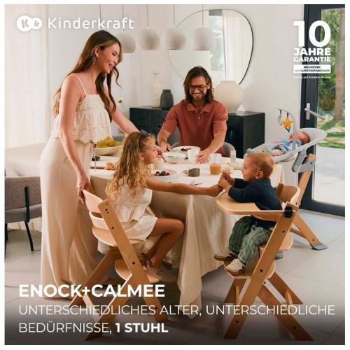 Kinderkraft ENOCK High Chair with Reclining Function, CALMEE Gray