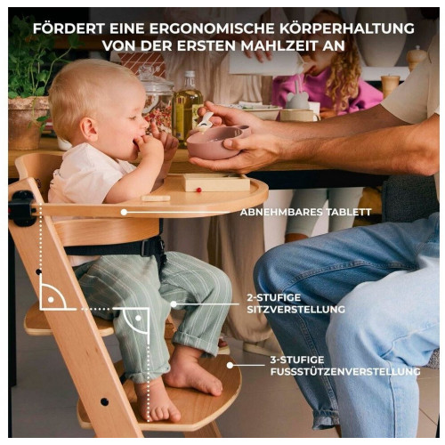 Kinderkraft ENOCK High Chair with Reclining Function, CALMEE Gray