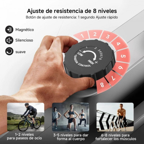Kingsmith W1b 3 En 1 Bicicleta Estática Plegable, 6 Posiciones, 8 Niveles, 120kg, Escritorio Integrado