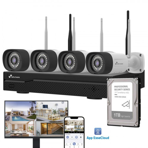 Kit cctv 4 cámaras 2K 10 canales con disco DURO de 1TB NIVIAN