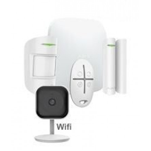 Kit de Alarma Profesional Ajax Blanca (Central - Cámara IP Wifi - Mando - Sensor Puerta - Sensor Pir)