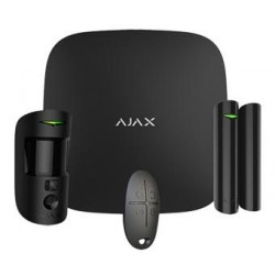 Kit de Alarma Profesional Ajax Negra (Central Hub2- Sensor Pir con Camara - Mando - Sensor Magnetico)
