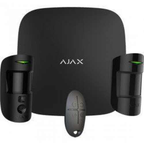 Kit de Alarma Profesional Ajax Negra (Central Hub2- Sensor Pir con Camara - Sensor Pir - Mando)