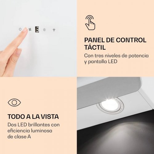 Klarstein Campana extractora Aurora 60 Smart 585 m³/h 60cm sin cabeza Luz ambiental CEE A+