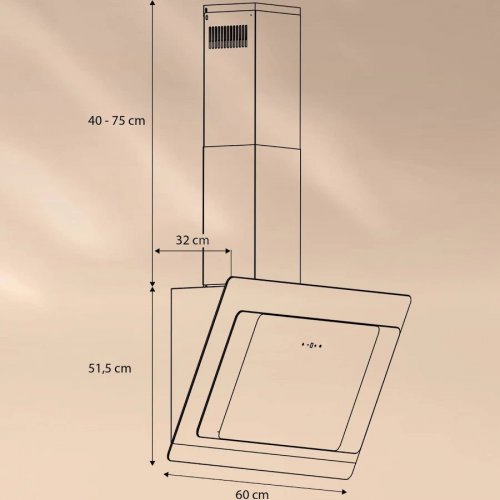 Klarstein Campana extractora Aurora 60 Smart 585 m³/h 60cm sin cabeza Luz ambiental CEE A+