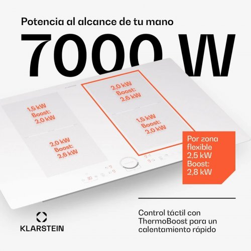 Klarstein Delicatessa 77 Flex Placa de inducción encastrable 4 zonas 7000 W Vitrocerámica