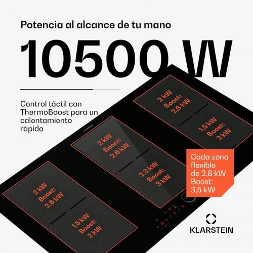 Klarstein Delicatessa 90 Full Flex Placa de inducción encastrable 6 zonas 10500 W