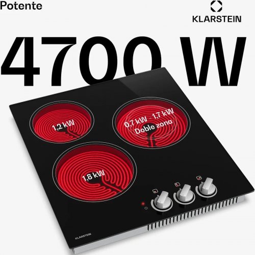 Klarstein EasyCook placa vitrocerámica 3 zonas de cocción