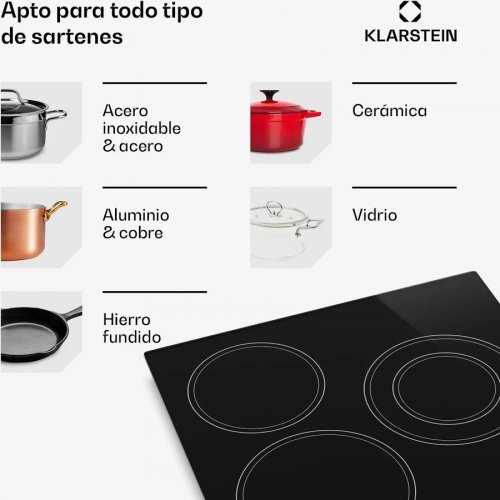 Klarstein EasyCook placa vitrocerámica 3 zonas de cocción