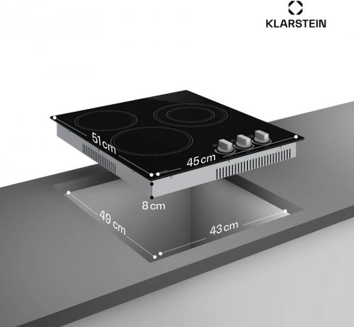 Klarstein EasyCook placa vitrocerámica 3 zonas de cocción