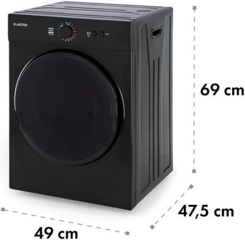 Klarstein Jet Set Secadora de ropa Secadora de condensación 1020W EEC C 3kg 50cm Negra