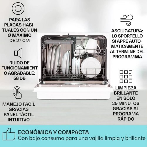 Klarstein Lavavajillas autónomo Emerald 5 Slim 7 programas Touch Control
