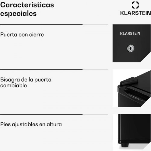 Klarstein Matterhorn 28 mini nevera 28 litros 35 dB compacta con cerradura
