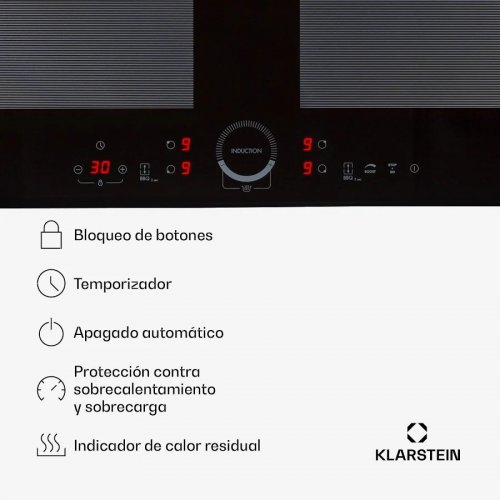 Klarstein Placa de inducción Delicatessa 60 4 zonas 7000W vitrocerámica