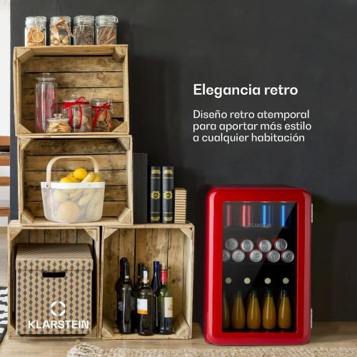 Klarstein PopLife Nevera para bebidas frigorífico 70 litros de capacidad de 0 a 10 °C diseño retro LED