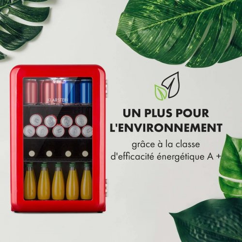 Klarstein PopLife Nevera para bebidas frigorífico 70 litros de capacidad de 0 a 10 °C diseño retro LED