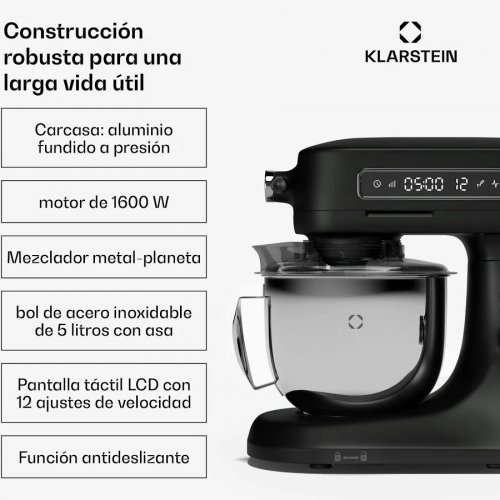 Klarstein Robot de cocina Chiara 1600 vatios 12 posiciones