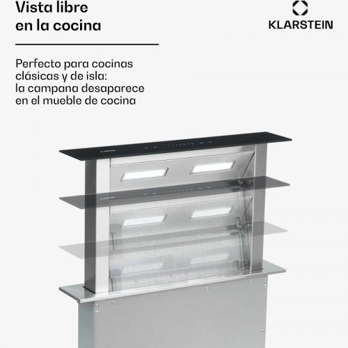Klarstein Royal Flush Downdraft Campana Extractora Cocina Sin Humos 430 m³/h 60 cm
