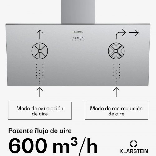 Klarstein Silver Lining 90 Campana Extractora 90cm 568m³/h Cee A Acero inoxidable