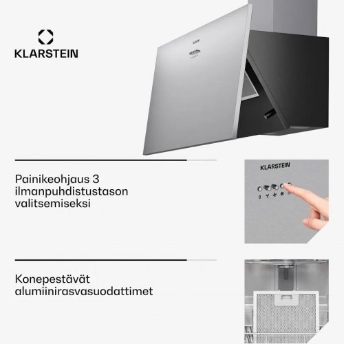 Klarstein Silver Lining 90 Campana Extractora 90cm 568m³/h Cee A Acero inoxidable