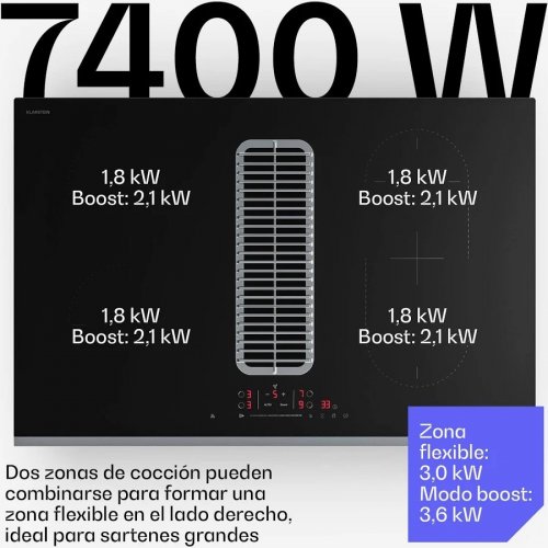 Klarstein Verosteel Placa de Inducción con Campana Extractora integrada