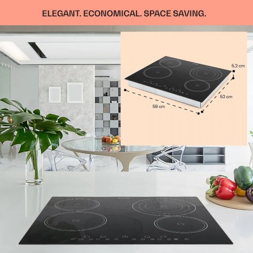 Klarstein Virtuosa Cocina encastrable de vitrocerámica 6500 W 59x52 cm 4 placas