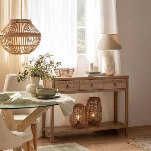 Klast Home Mueble recibidor en madera color natural Livorno