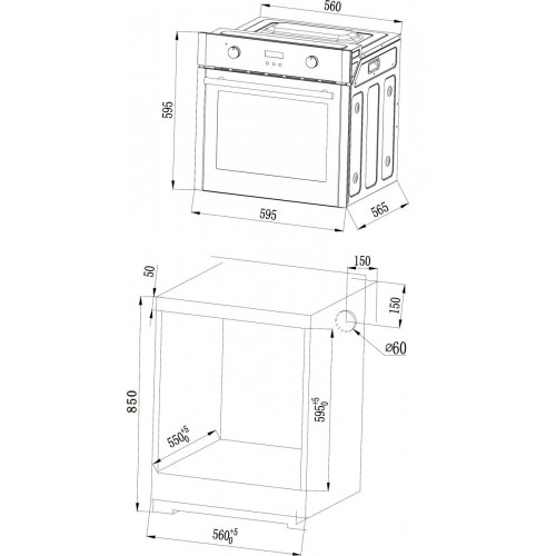 KROMSLINE KHI-500-TC-G Cristal Negro - Horno Multifunción 70L