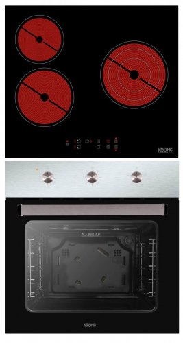 KROMSLINE KV-3F-RA-25+KHI-405-G - Conjunto Vitrocerámica Eléctrica + Horno INOX