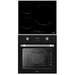 KROMSLINE KVI-3FI-B3+ KHCR-105-BK - Conjunto Vitrocerámica de Inducción + Horno Cristal Negro