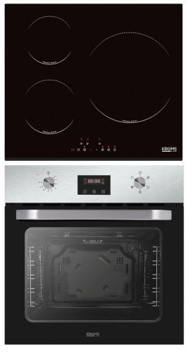 KROMSLINE KVI-3FI-B3 + KHI-305-D-G - Conjunto Vitrocerámica de Inducción + Horno INOX