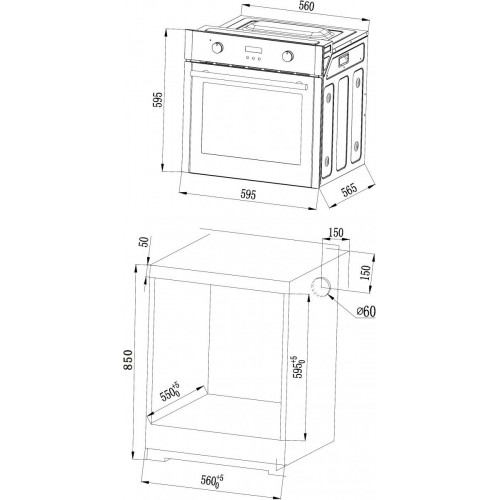 KROMSLINE KVI-3FI-B3 + KHI-405-G - Conjunto Vitrocerámica de Inducción + Horno INOX