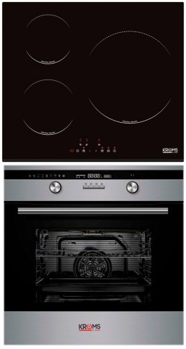 KROMSLINE KVI-3FI-B3 + KHM-1000-G-IX-PD - Conjunto Vitrocerámica de Inducción + Horno INOX