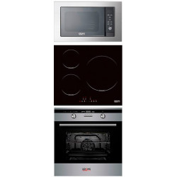 KROMSLINE KVI-3FI-B3 + KHM-1000-G-IX-PD INOX - Conjunto Vitrocerámica de Inducción + Horno + Microondas KMM-25-DXN