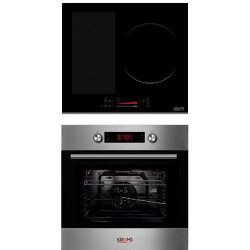 KROMSLINE KVMX-BS-BK+ KHM-900-D-IX-G - Conjunto Vitrocerámica de Inducción + Horno INOX