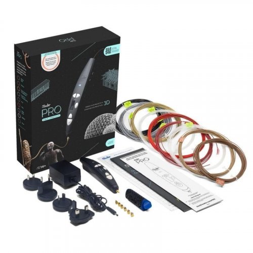 Lápiz 3D 3Doodler PRO Profesional Negro Materiales Madera Cobre PLA