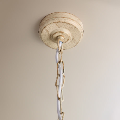 Lámpara chandelier de metal y cristal 5 luces Toscana EuroVolter Crema