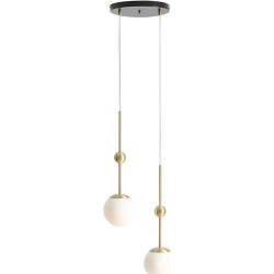 Lámpara colgante de vidrio Y Metal En Latón para salón, b:37 cm, e27, Lámpara colgante para comedor.