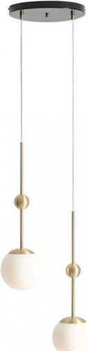 Lámpara colgante de vidrio Y Metal En Latón para salón, b:37 cm, e27, Lámpara colgante para comedor.