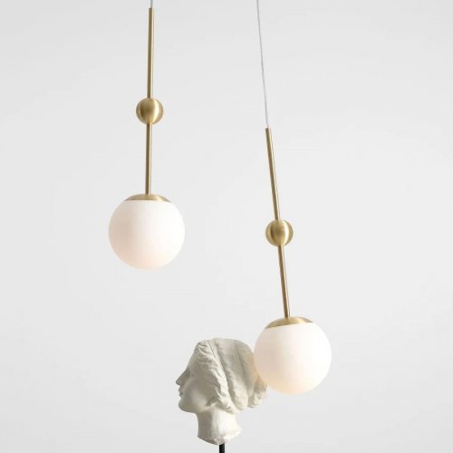 Lámpara colgante de vidrio Y Metal En Latón para salón, b:37 cm, e27, Lámpara colgante para comedor.
