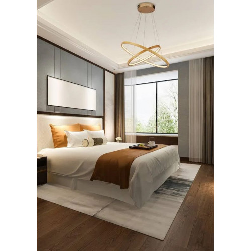 Lámpara de araña moderna marrón acero madera oro LED 6,25W 2700K