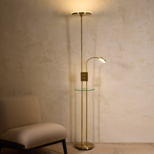 Lámpara de pie con lector LED integrado Galena EuroVolter Oro