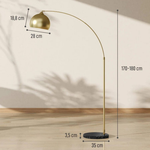 Lámpara de pie de arco ajustable de estilo vintage con base de mármol,bombilla e27 de 40 w,dimensiones 100-115 cm x 30 cm