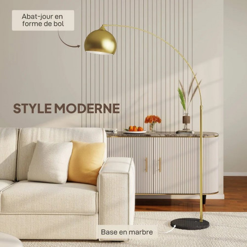 Lámpara de pie de arco ajustable de estilo vintage con base de mármol,bombilla e27 de 40 w,dimensiones 100-115 cm x 30 cm