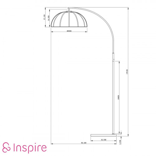 Lámpara de pie LED blanca Nilda Inspire luz regulable 177 cm alto