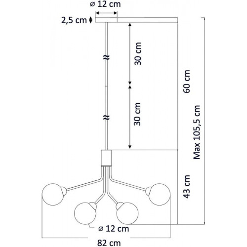 Lámpara de techo metal y vidrio 43 cm