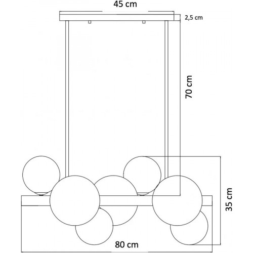 Lámpara de techo metal y vidrio 90 cm