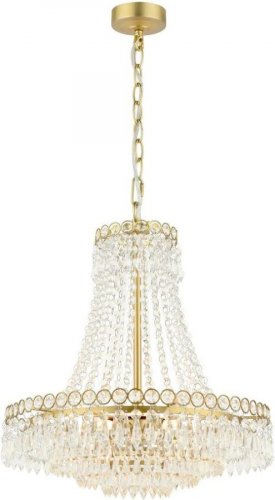 Lámpara techo Enid 5 luces latón mate y cristal Laura Ashley