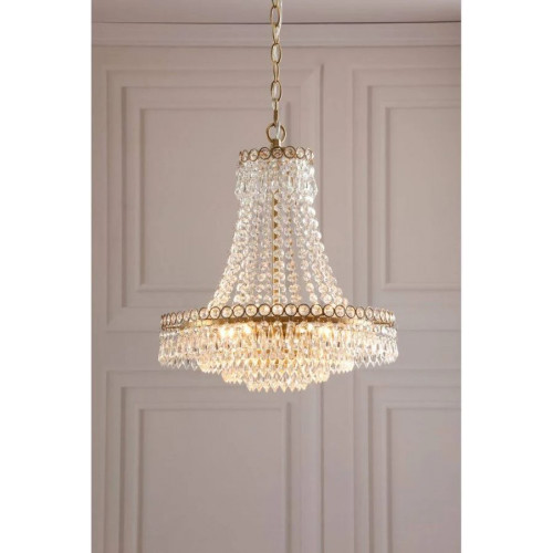 Lámpara techo Enid 5 luces latón mate y cristal Laura Ashley