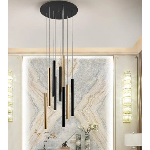 Lámpara Varas Oro-negro 9L Dimable Schuller